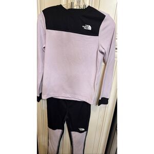 The North Face Teen Girls Colorblock Waffle Baselayer Set Lavender Black Medium